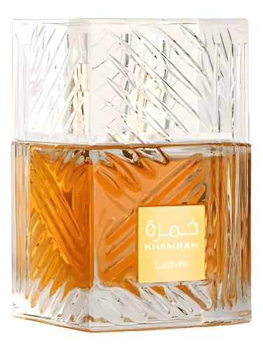 Frasco do perfume árabe Khamrah da Lattafa, compartilhável, 100 ml