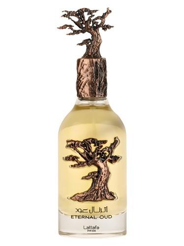 Frasco do perfume árabe Eternal Oud da Lattafa, compartilhável, 100 ml