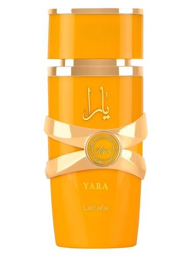 Frasco do perfume árabe Yara Tous da Lattafa, compartilhável