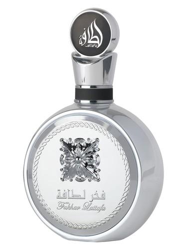 Frasco do perfume árabe Fakhar Platin da Lattafa, compartilhável