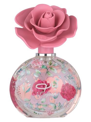 Frasco do perfume árabe Layaan da Lattafa, feminino, 75 ml