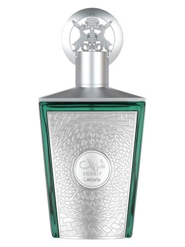 Frasco do perfume árabe Sherif da Lattafa, compartilhável