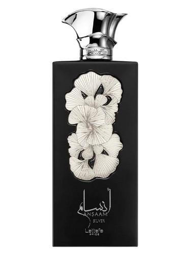 Frasco do perfume árabe Ansaam Silver da Lattafa, compartilhável