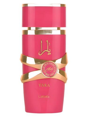 Frasco do perfume árabe Yara Candy da Lattafa, feminino, 100 ml