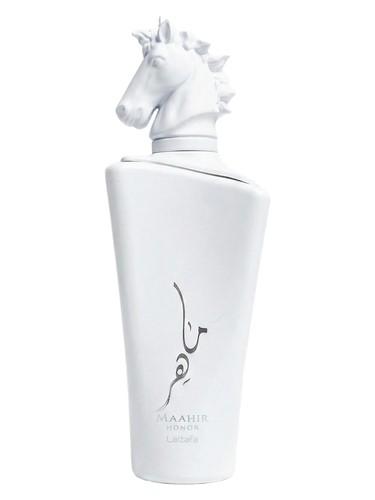 Frasco do perfume árabe Maahir Honor da Lattafa, compartilhável