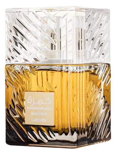 Frasco do perfume árabe Khamrah Qahwa da Lattafa, compartilhável, 100 ml