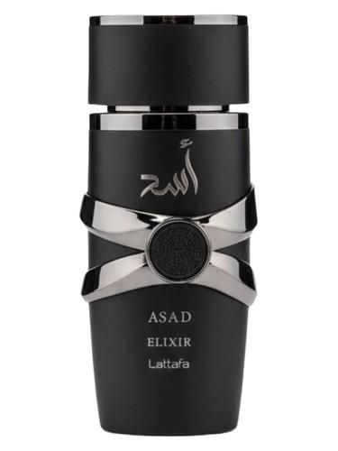 Frasco do perfume árabe Asad Elixir da Lattafa, masculino, 100 ml